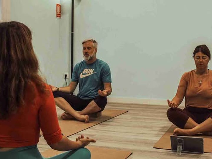 Meditation in a circle, sitting on the floor